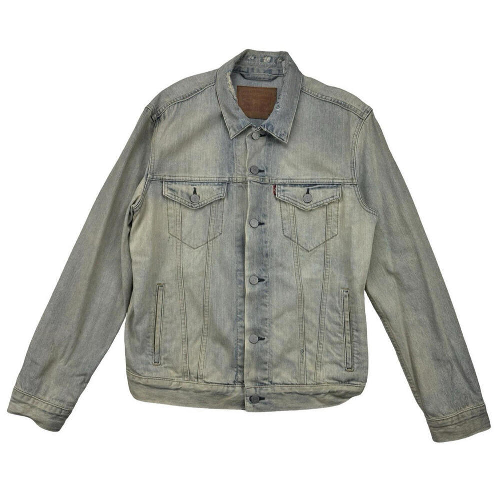 Levi's Type 3 Trucker Denim Jacket Distressed Light Wash Blue Size M